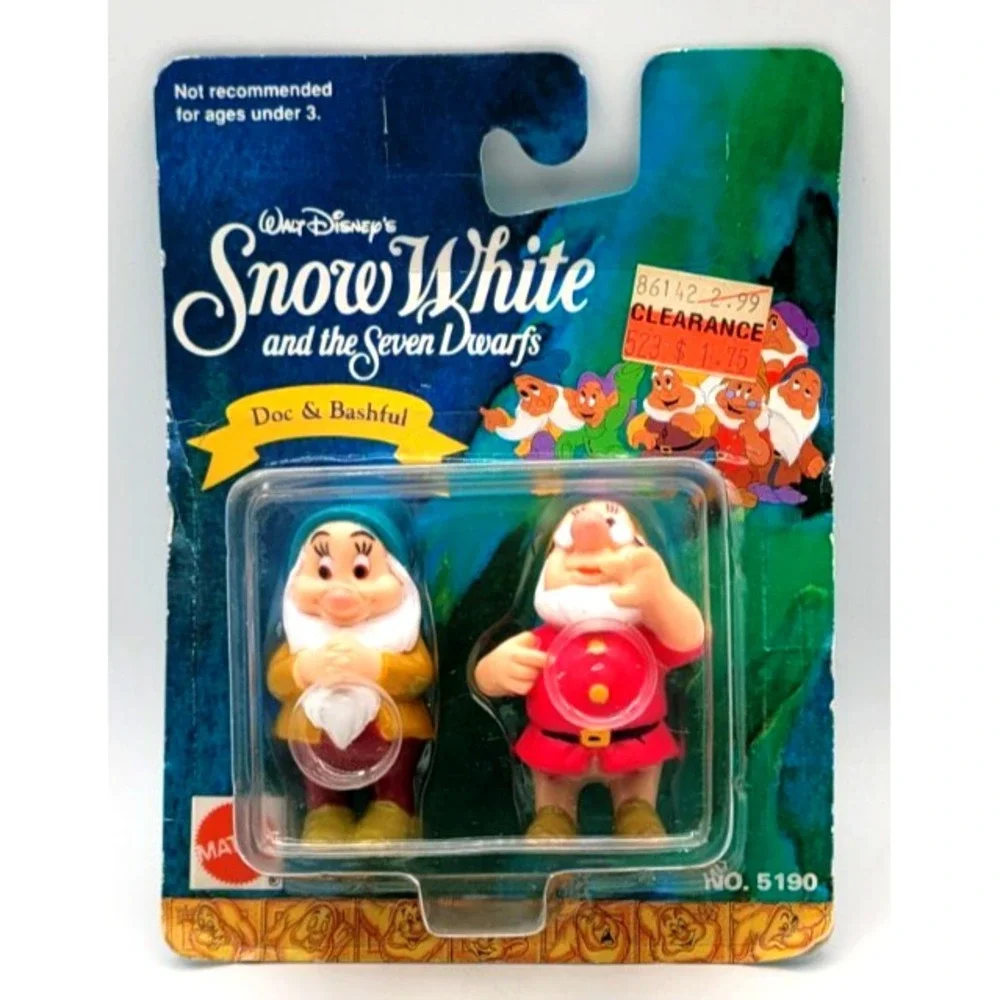1998 Disney Doc & Bashful Figures Snow White & the Seven Dwarfs Mattel SEALED